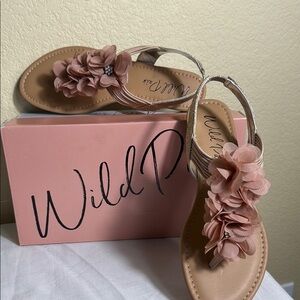 Wild pair Pink and Tan Floral Sandals sari